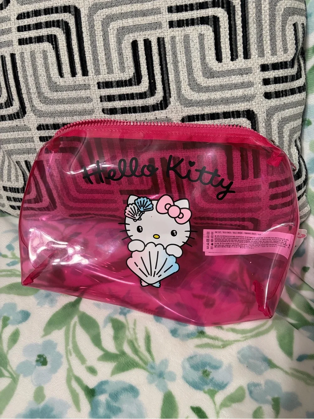 Hello Kitty Pink Clear PVC Kids Travel Cosmetic Pouch